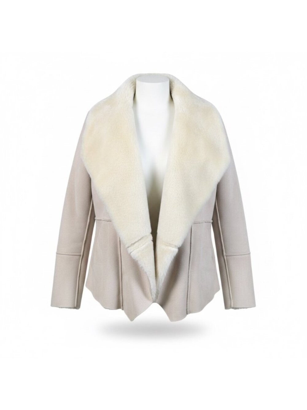 Lucky Brand Womens Beige Faux Suede Jacket With Stylish Wide Collar Sz  XS